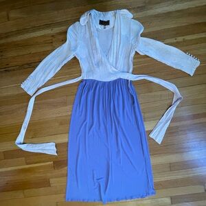 Vintage Gerald McCann White and Purple Wrap Dress